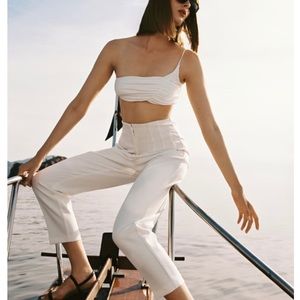 ZARA WHITE HIGH-WAISTED PANTS NWT